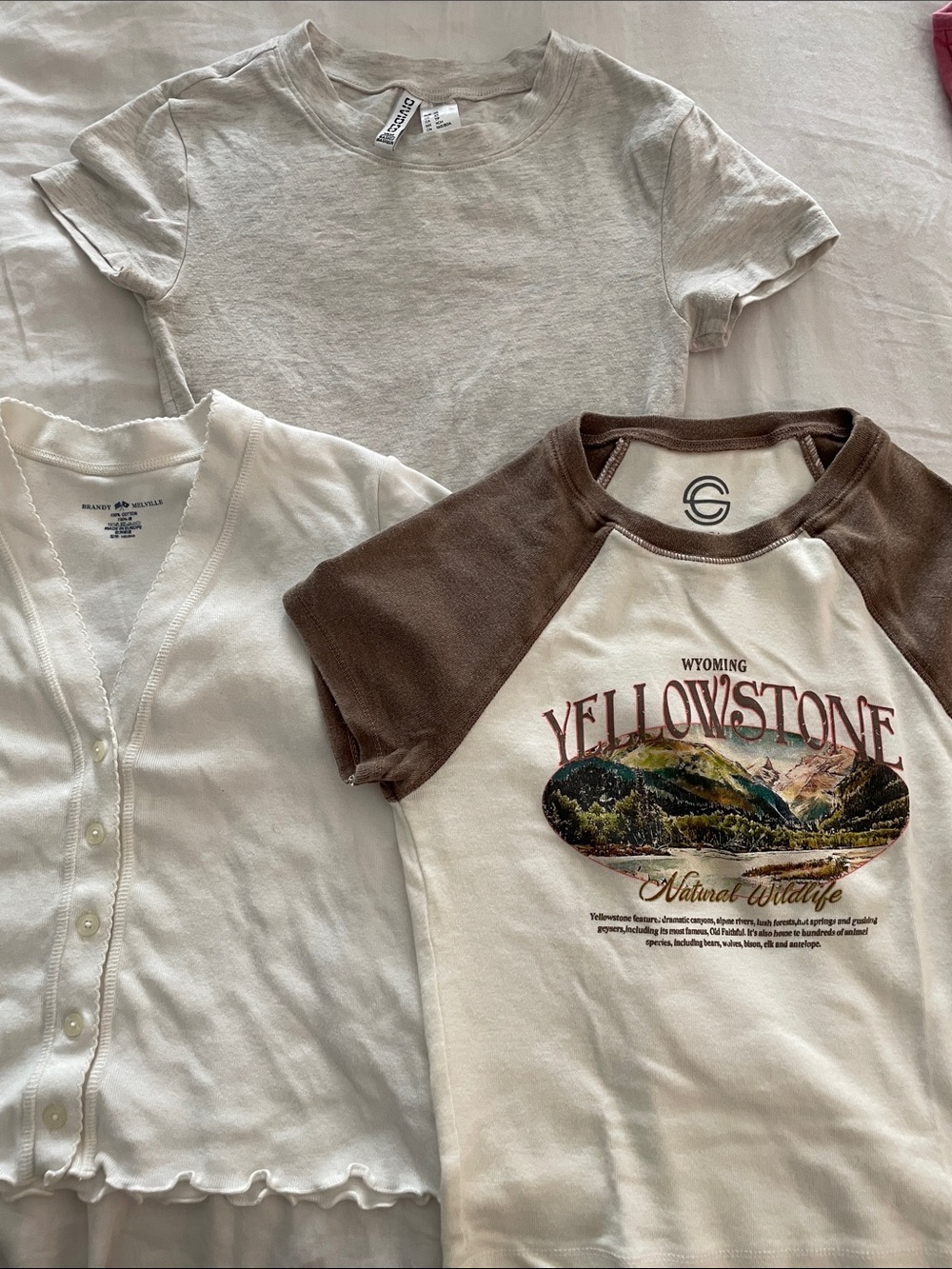BUNDLE 3- Short Sleeve Fitted Cropped T Shirt Tops Cotton